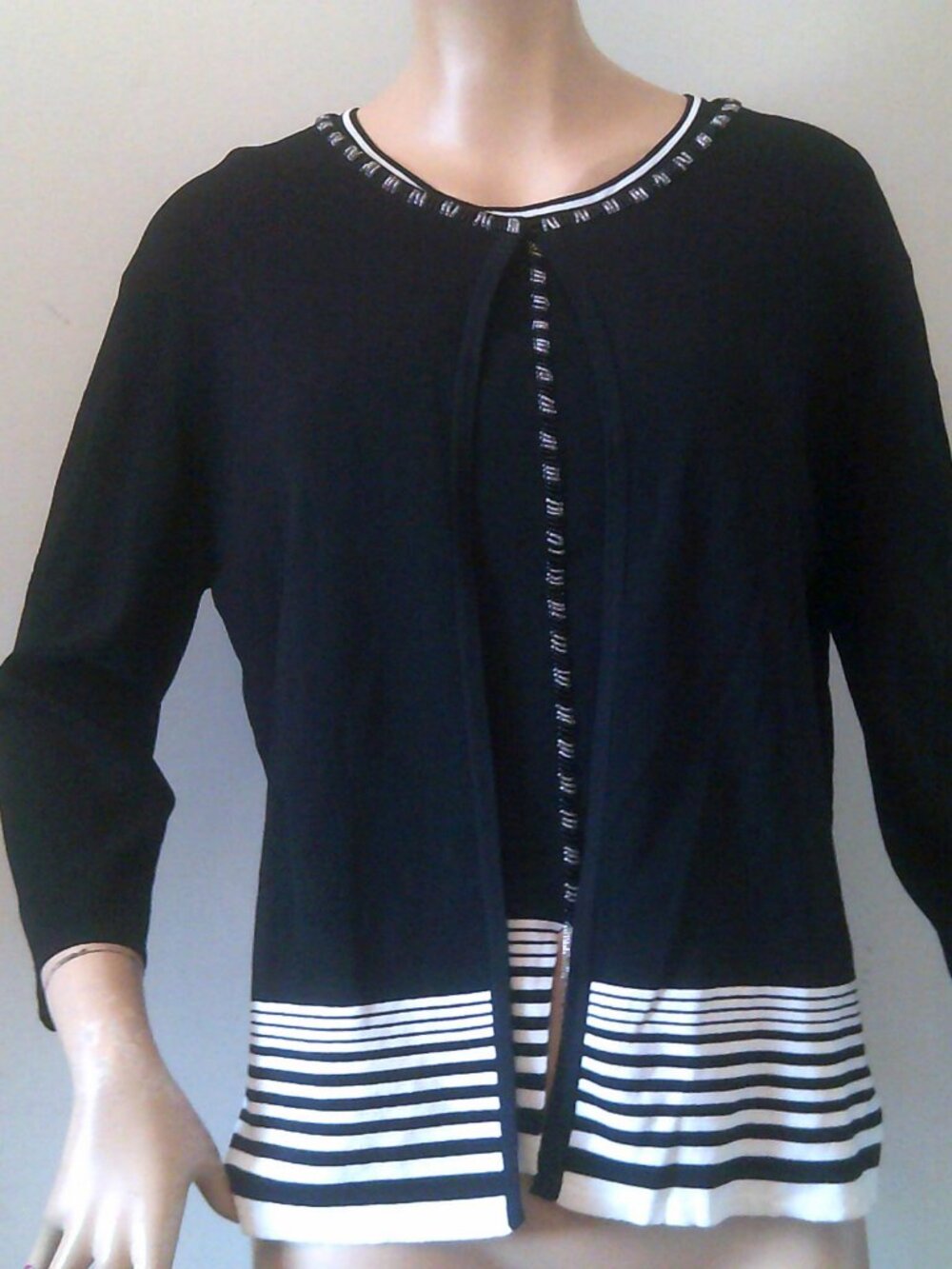 Cardigan with Matching Tank from Variation Women's Medium Black/White